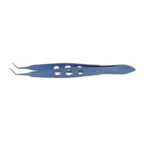 McPherson, Micro-tying Ophthalmic forceps, angled, 7 mm tying platform, overall length 11 cm, Titanium