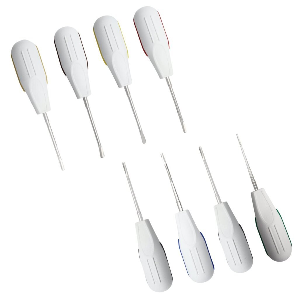 Luxating Root Elevator Set - 8 Pcs (White Handle)